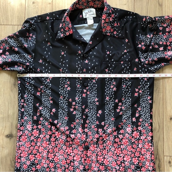 Women’s Vintage Ja-Na of Hawaii Black and Floral Button up Blouse size L - Picture 6 of 8